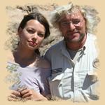 Cosma Shiva Hagen und Carsten Möhle während der Dreharbeiten zum Film Bibelcode