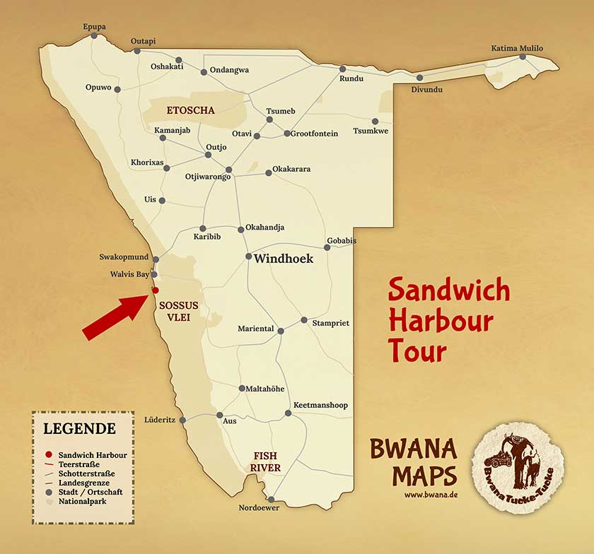 MAP Sandwich Harbour Tour