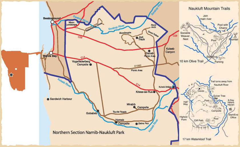 Namib Naukluft Park - Permitpflichtige Strecken
