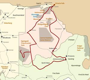 Joburg Kalahari Botswana Map